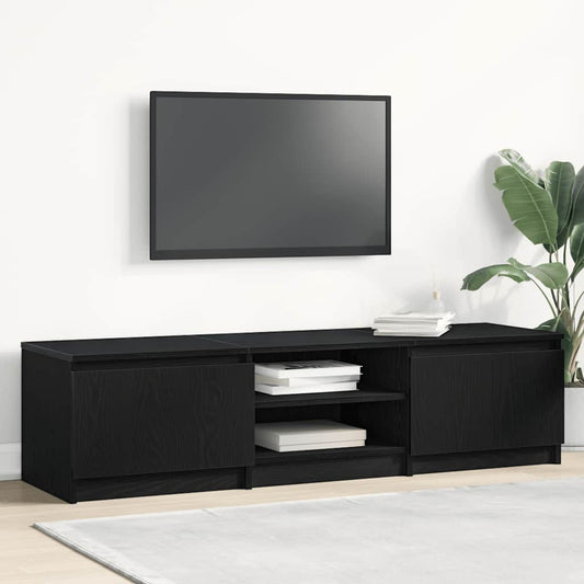 TV Cabinet Black Oak 140x40x35.5 cm Engineered Wood