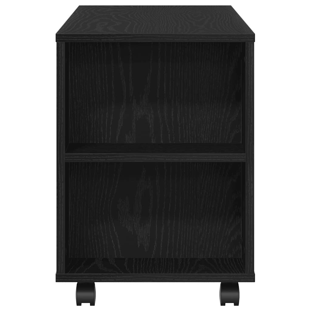 TV Cabinet with Wheels Black Oak 102x34.5x43 cm Engineered Wood