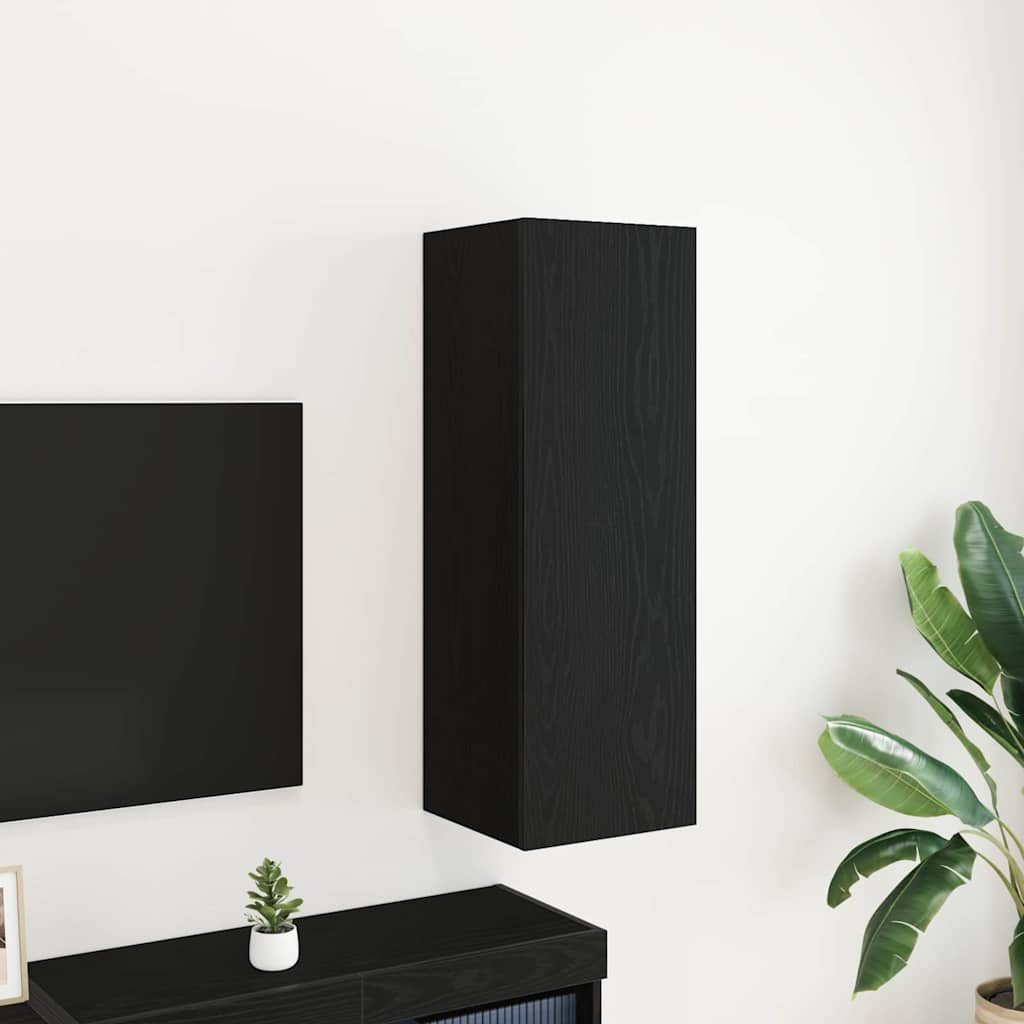 Wall TV Cabinet Black oak 30.5 x 30 x 90 cm Engineered wood