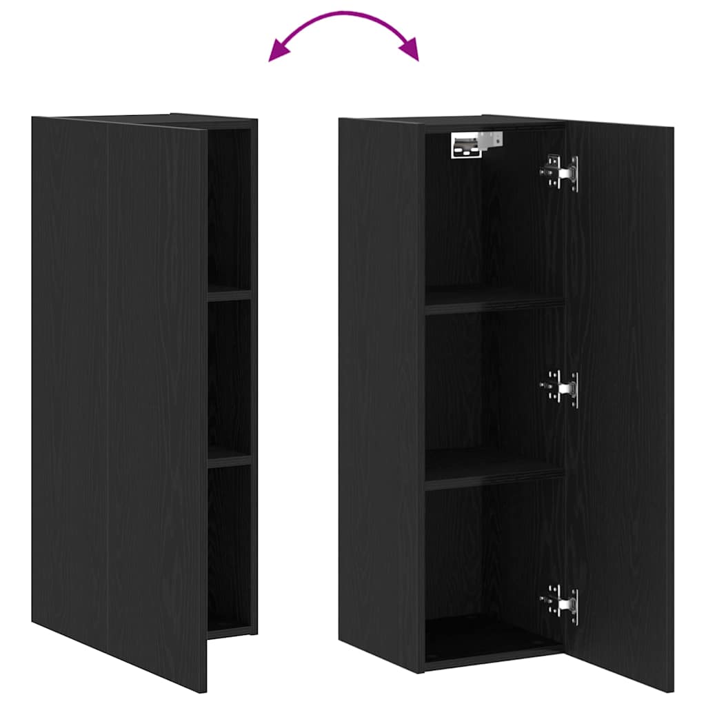 Wall TV Cabinet Black oak 30.5 x 30 x 90 cm Engineered wood