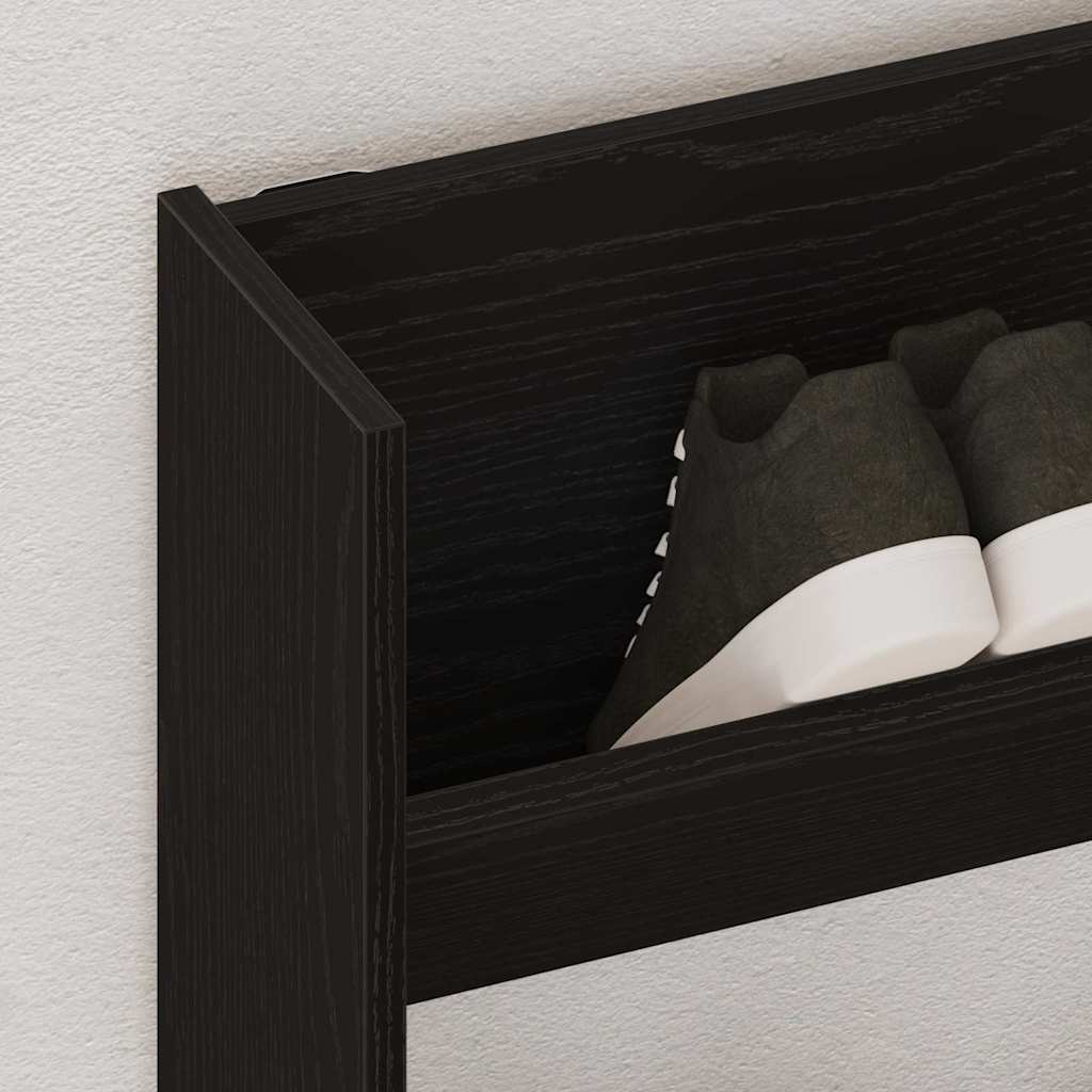 Wall Shoe Cabinet with Shelf 2 pcs Black oak 80 x 18 x 90 cm