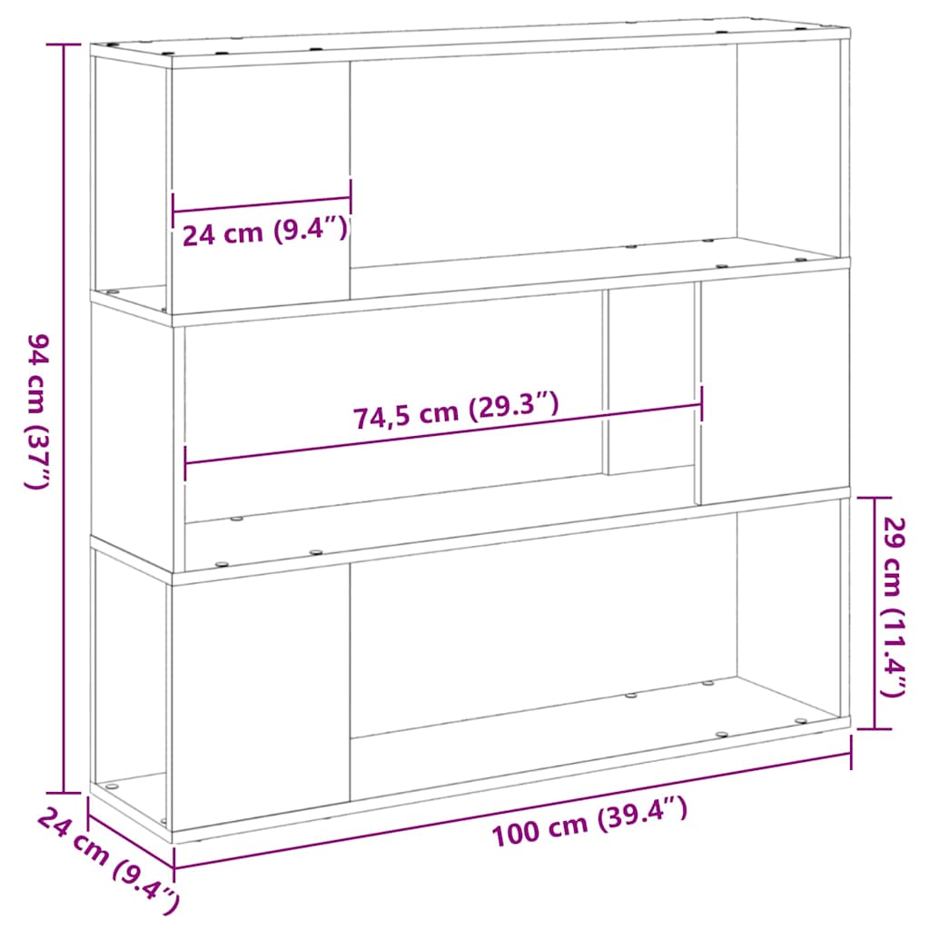 TV Cabinet Set Black Oak 100 x 24 x 94 cm Engineered Wood