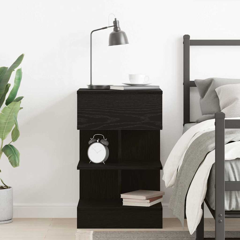 Bedside Cabinet Black oak 40 x 35 x 65 cm Engineered wood