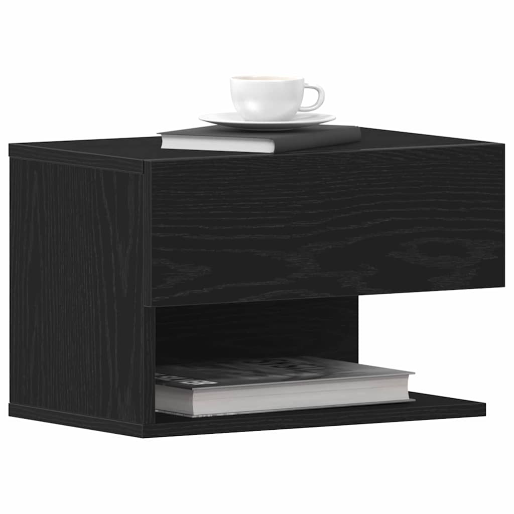 Bedside Cabinet with Drawer 2 pcs Black oak 46 x 29.5 x 30 cm