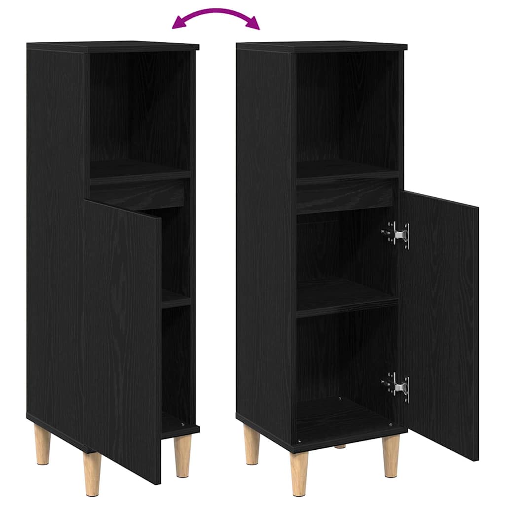 Bathroom Cabinet Black Oak 30 x 30 x 100 cm Engineered wood