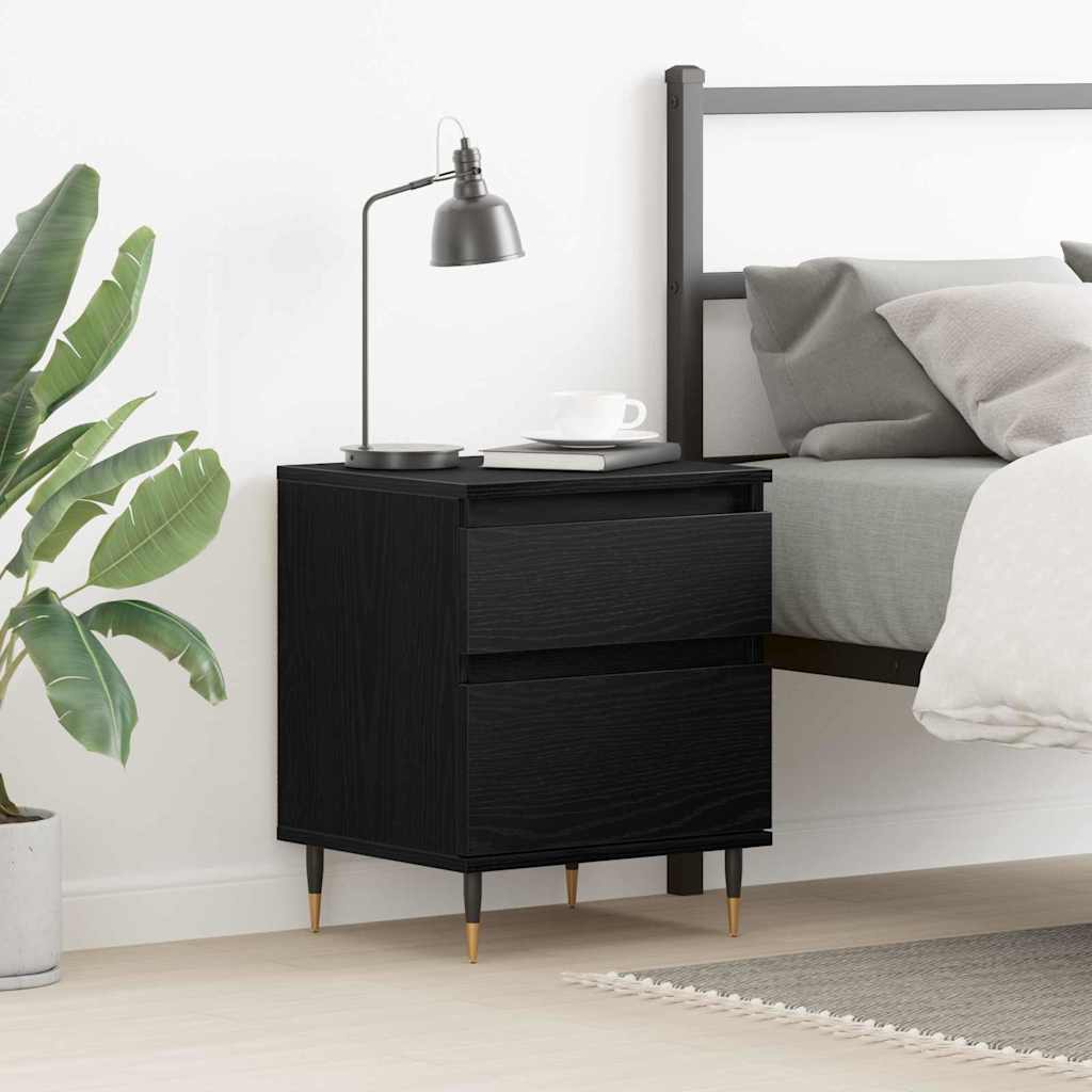 Bedside Cabinet with Drawer Black oak