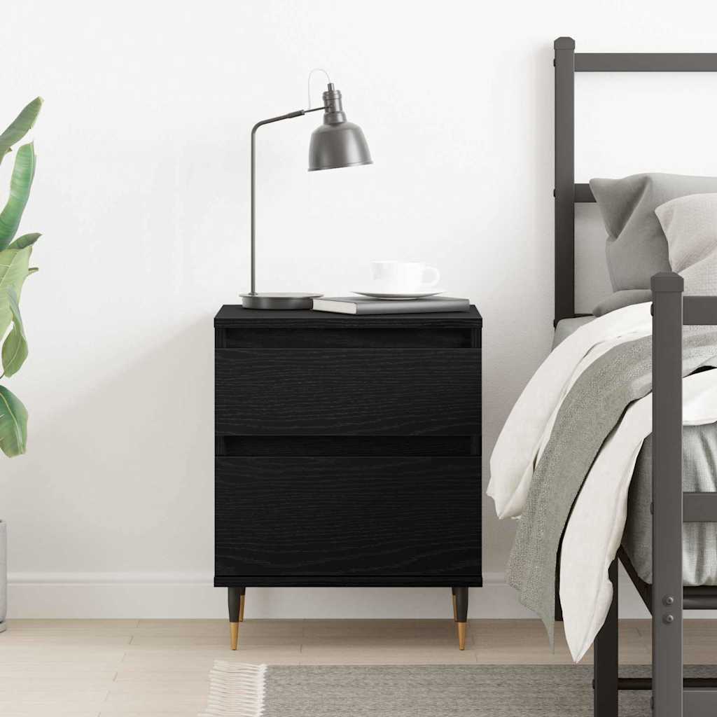 Bedside Cabinet with Drawer Black oak