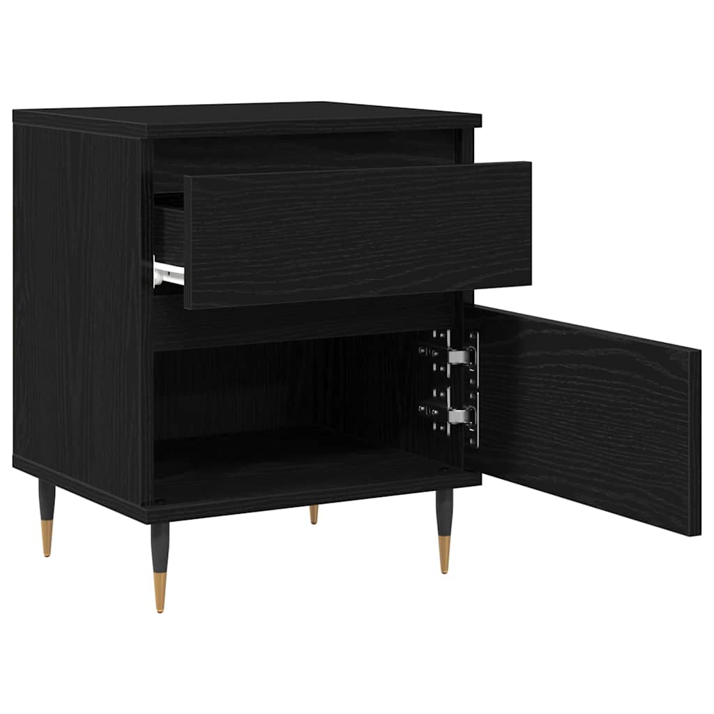 Bedside Cabinet with Drawer Black oak