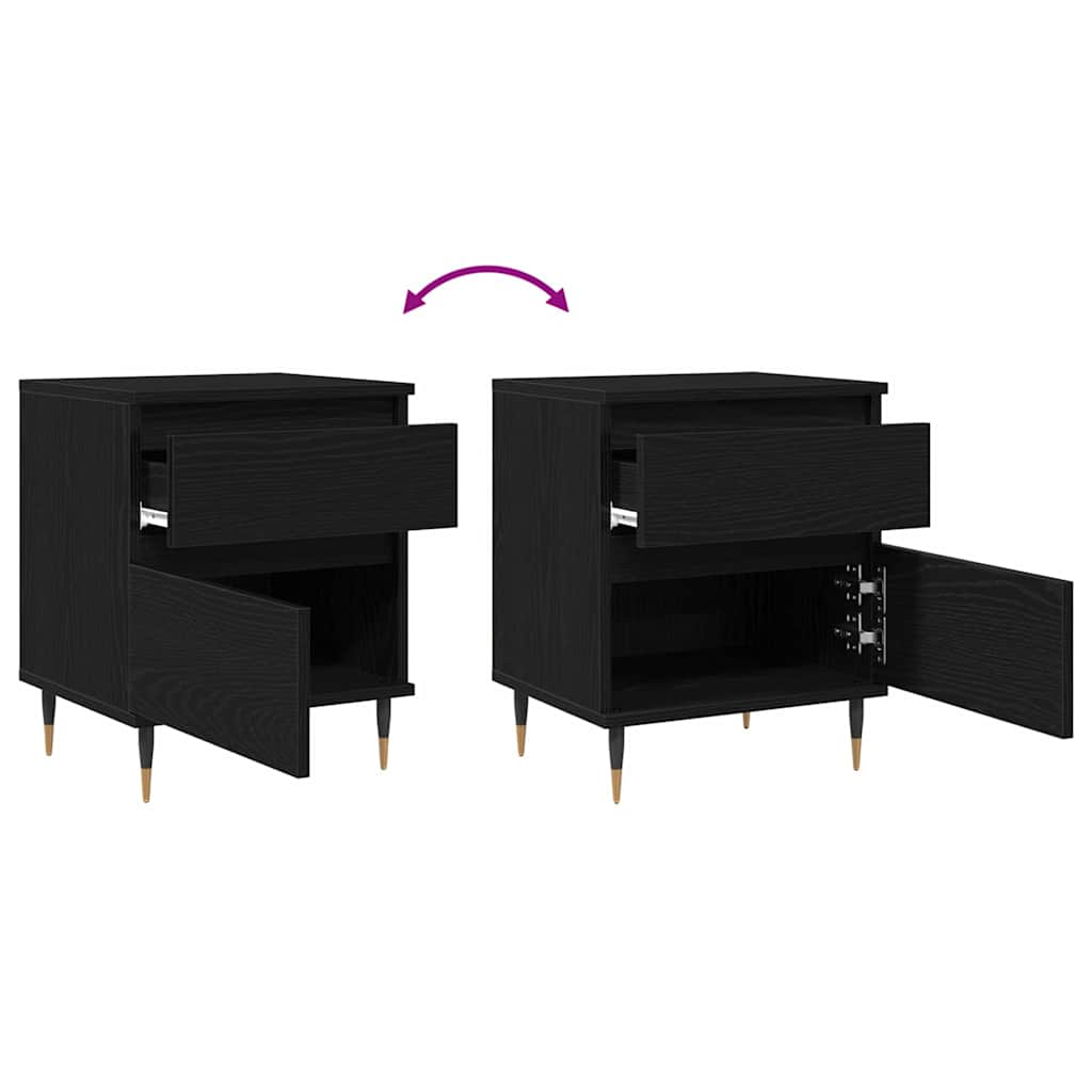 Bedside Cabinet with Drawer Black oak