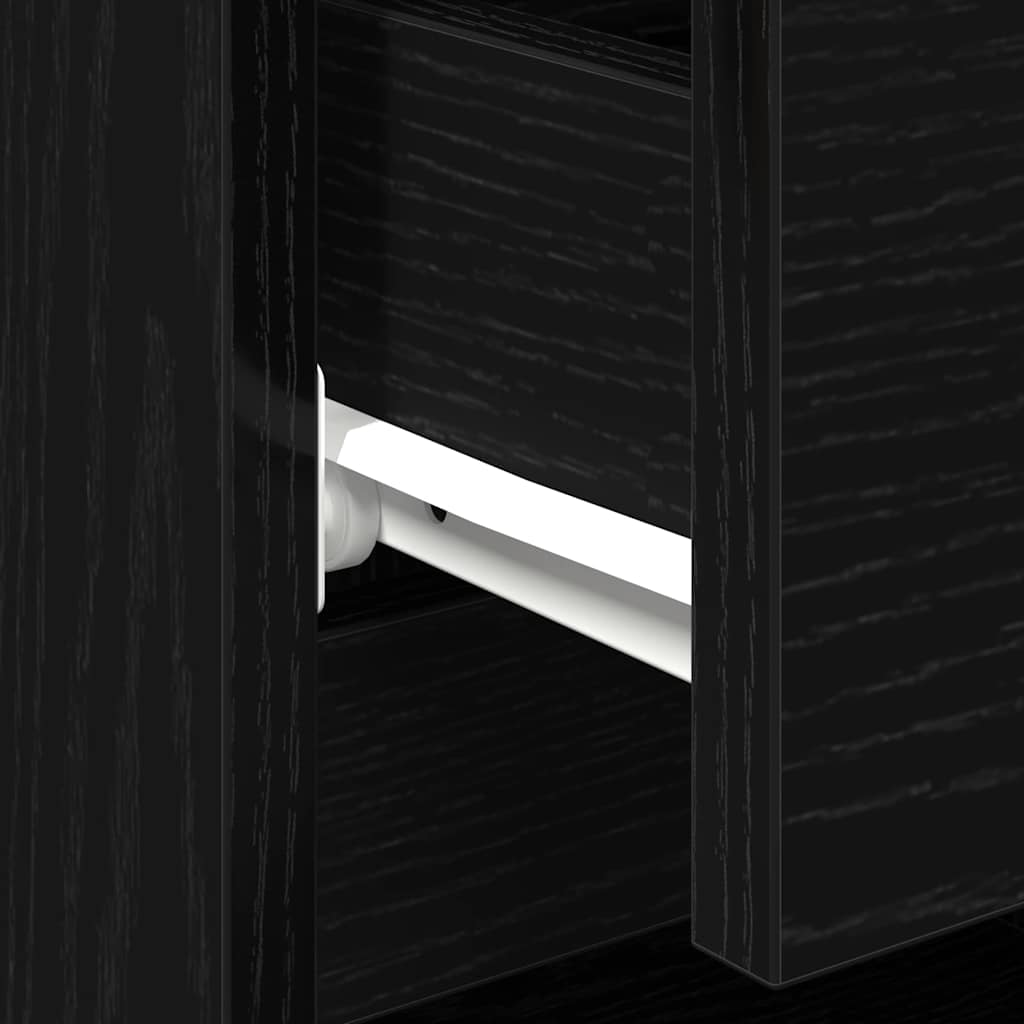 Bedside Cabinet with Drawer 2 pcs Black Oak 40 x 35 x 50 cm