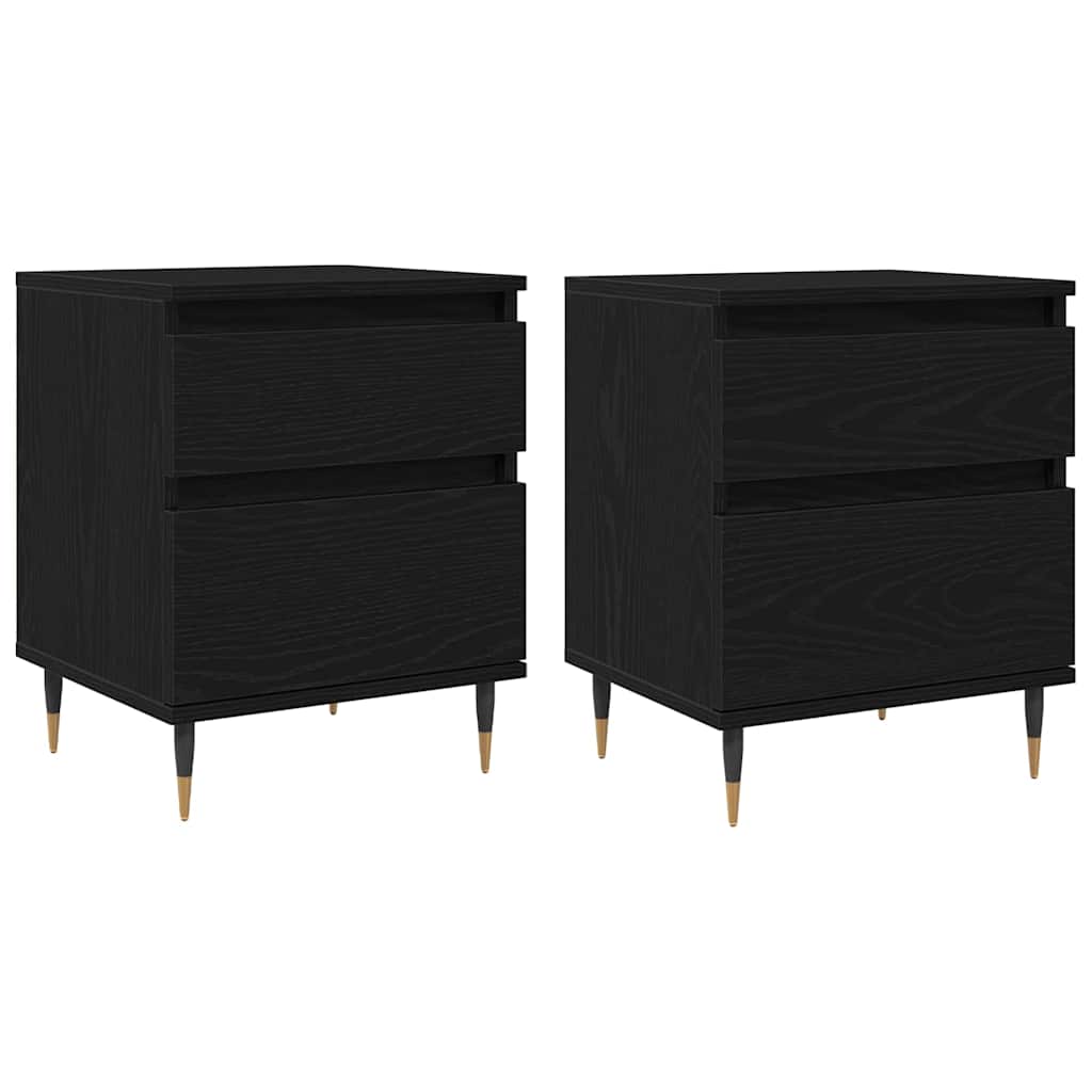 Bedside Cabinet with Drawer 2 pcs Black oak