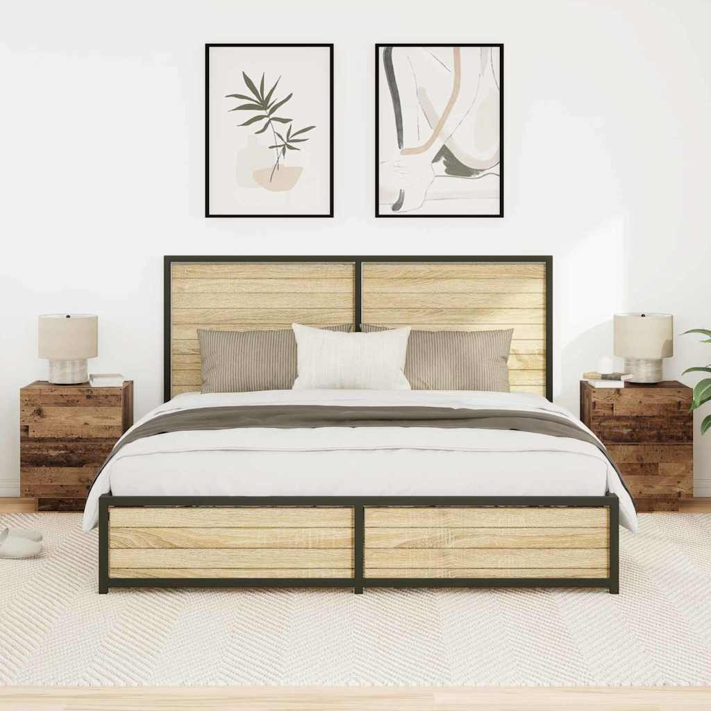 Bedside Cabinet with Drawer 2 pcs Old wood