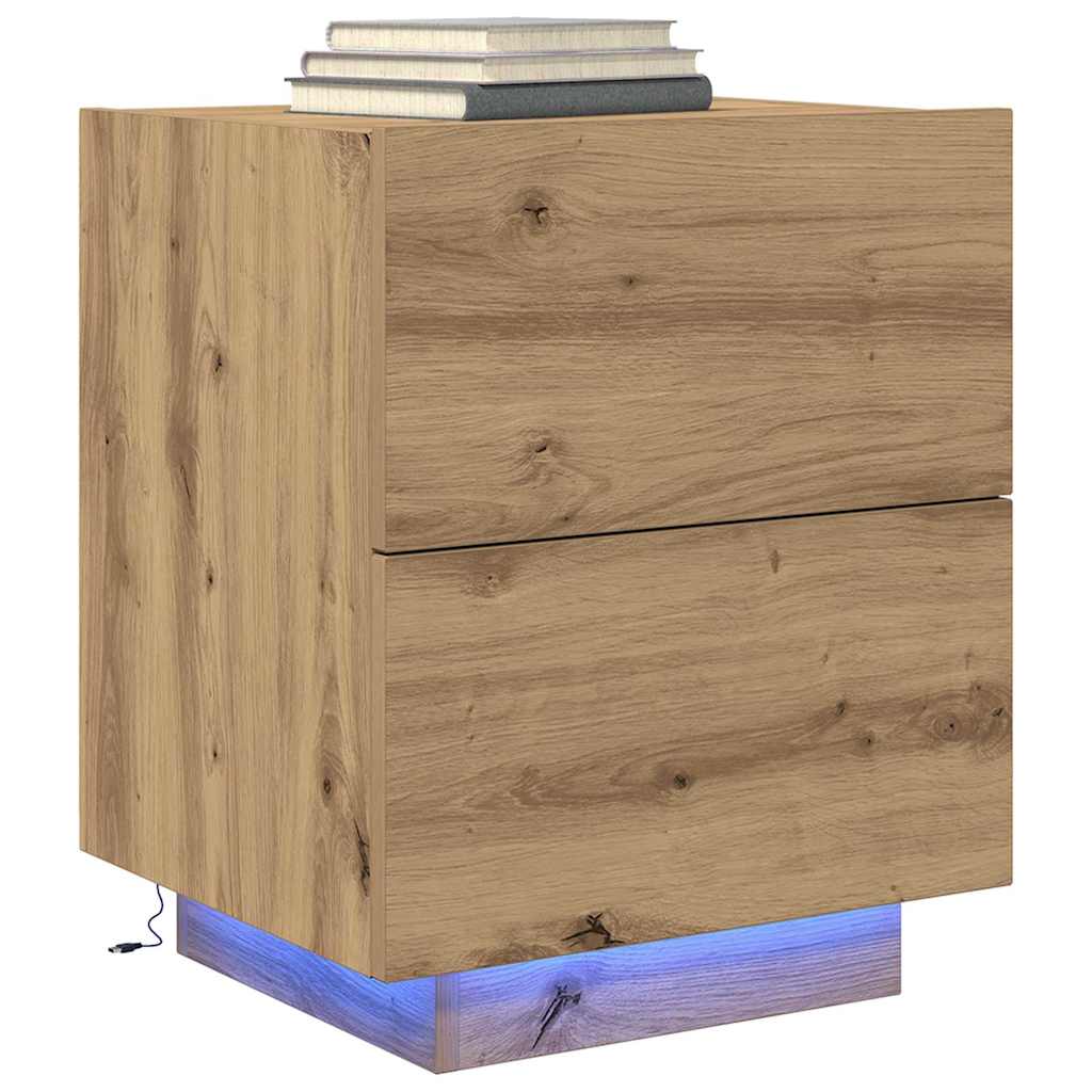 Bedside Cabinet with Drawer 2 pcs Artisan oak