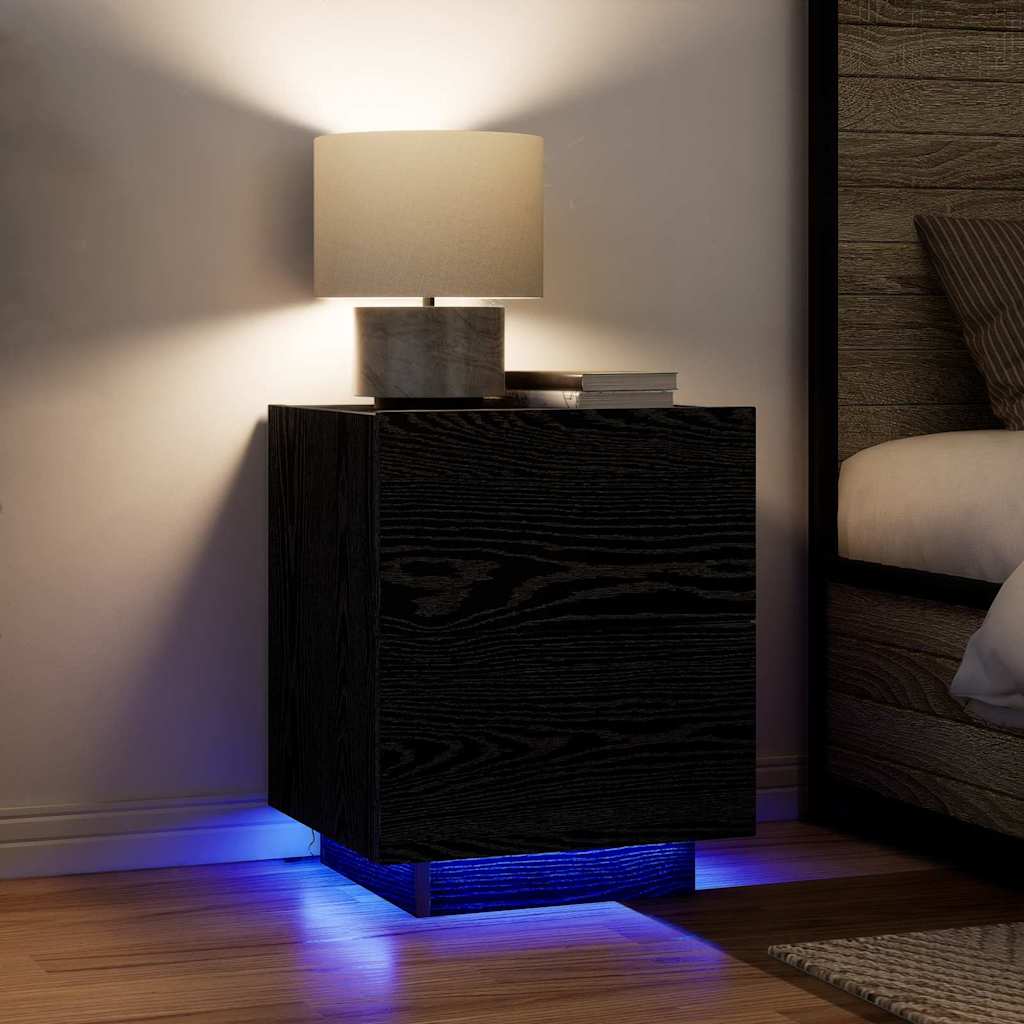 Bedside Cabinet with Drawer 2 pcs Black oak