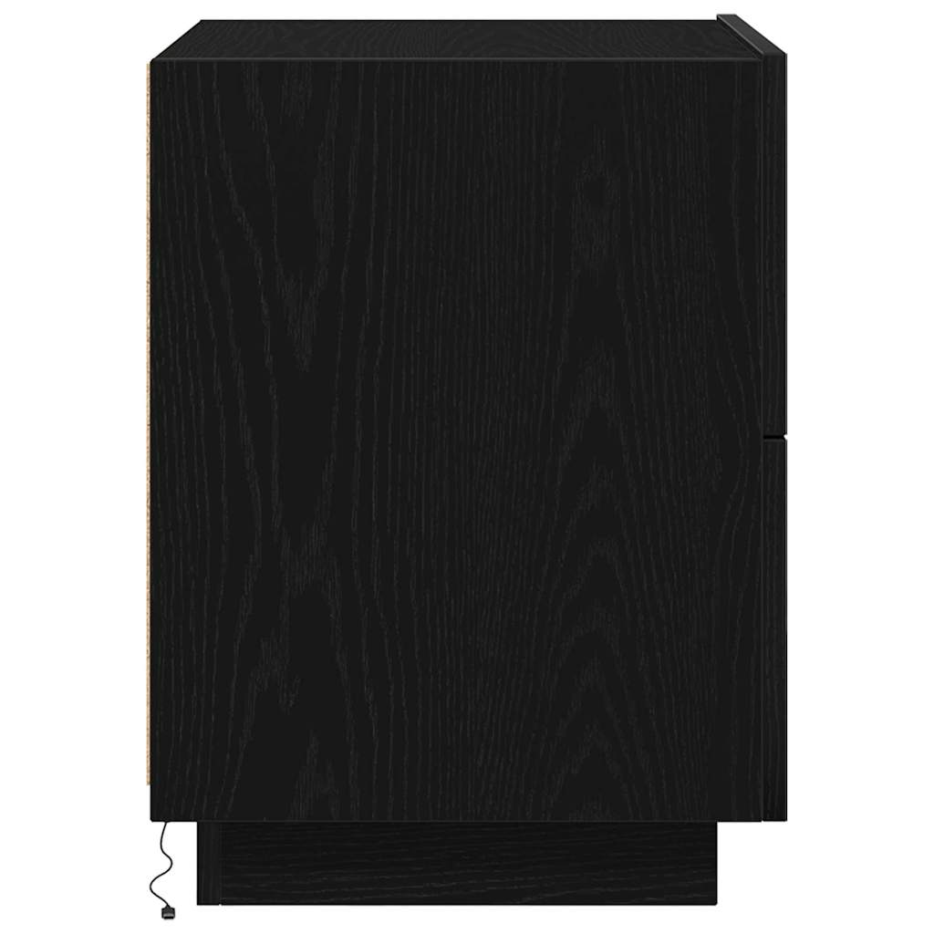 Bedside Cabinet with Drawer 2 pcs Black oak