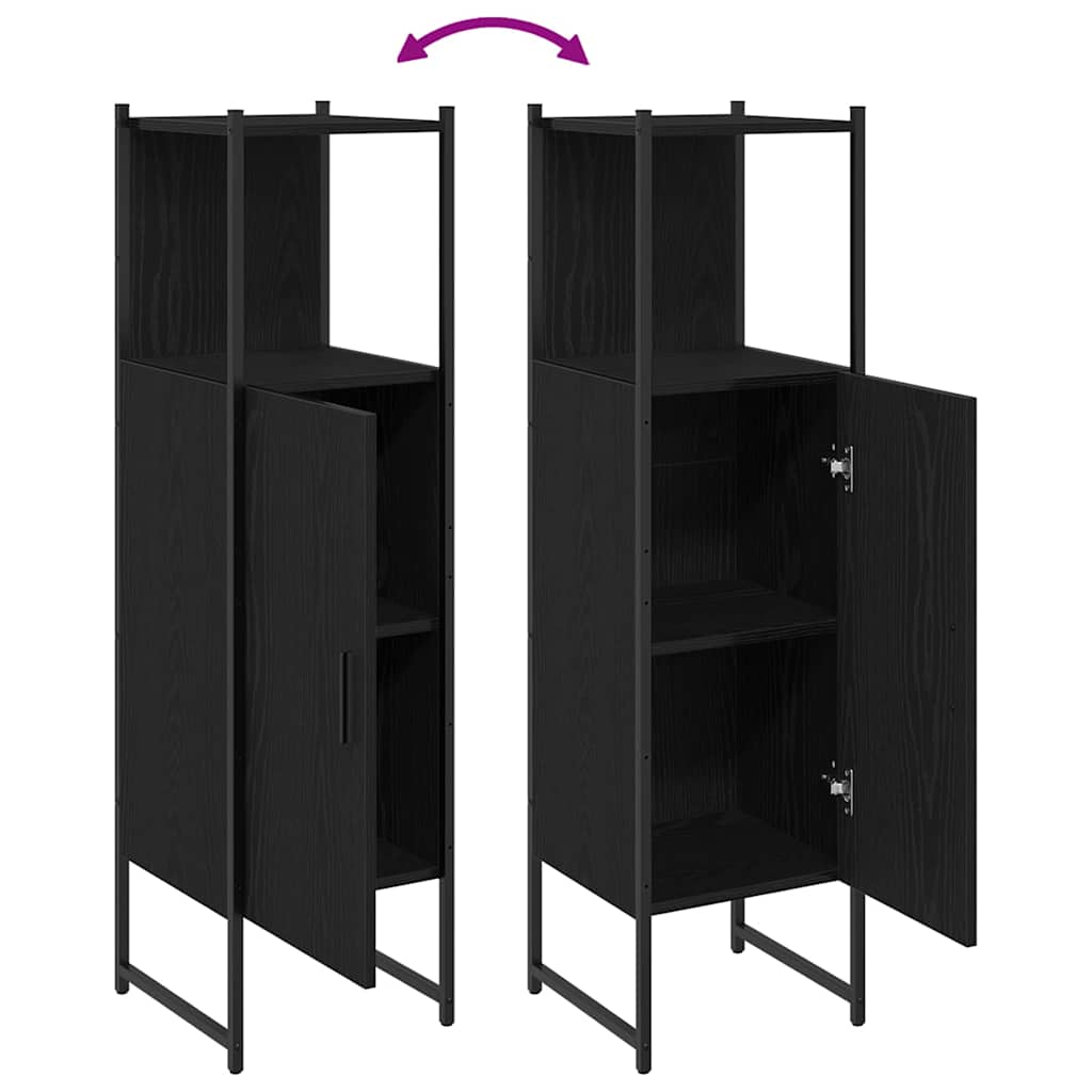 Bathroom Furniture Set with Shelf Black Oak 33 x 33 x 120.5 cm