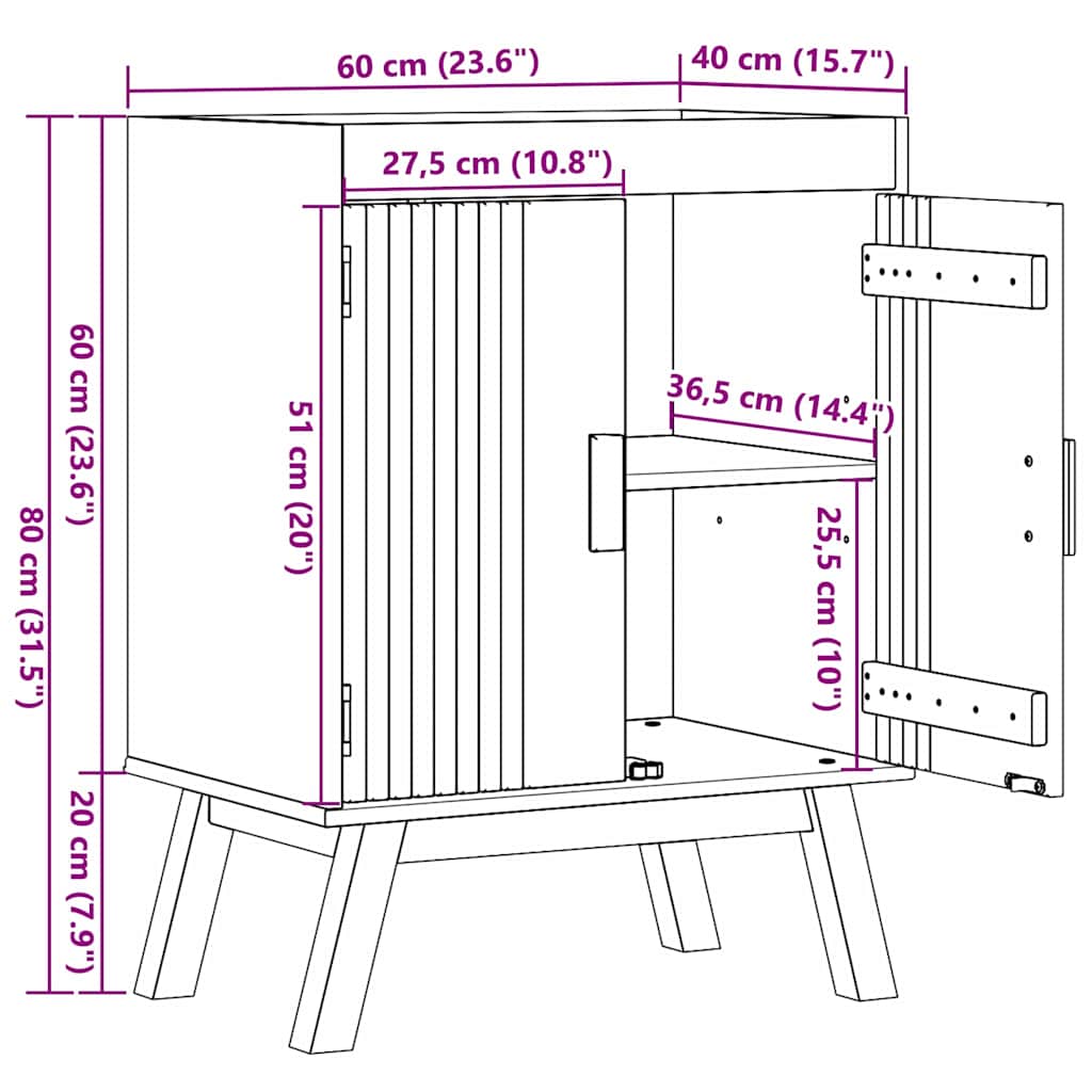 Sink Base Cabinet with Shelf Olden Brown 114 x 43 x 73.5 cm