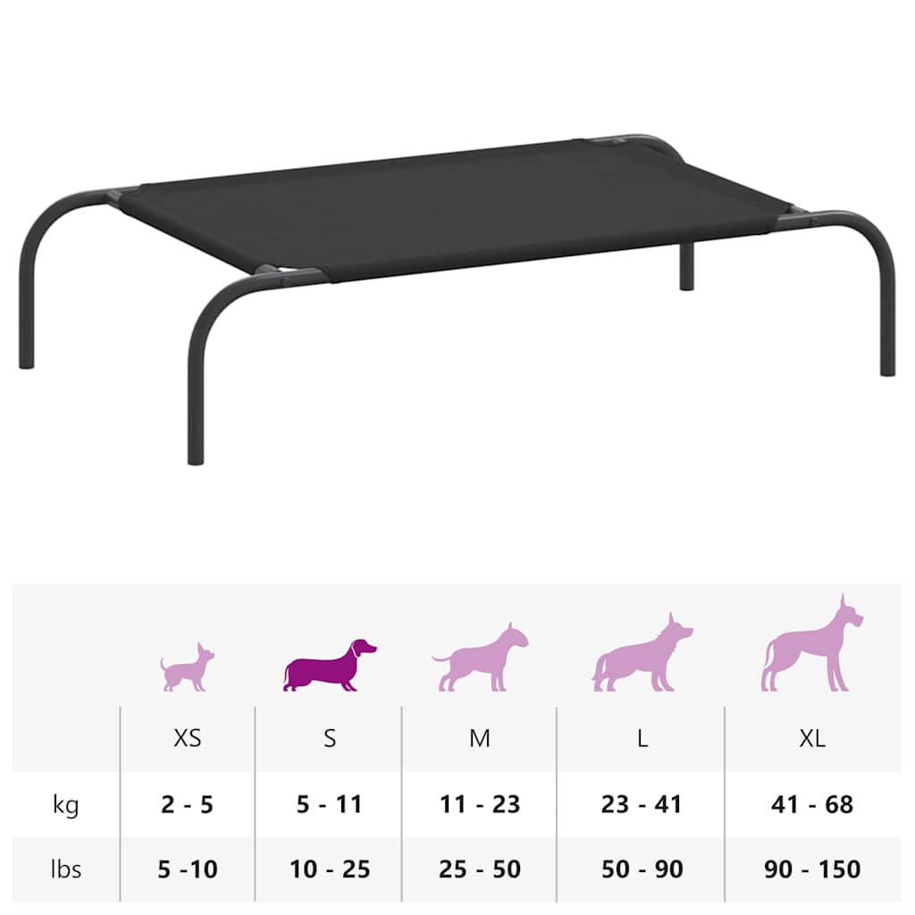 Elevated Dog Bed Black 90x50x20 cm Oxford Fabric and Steel