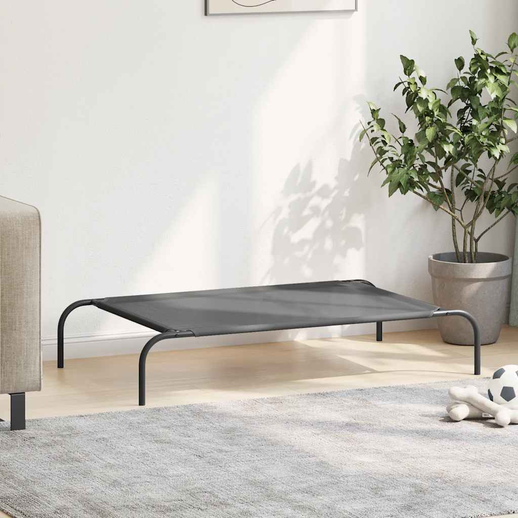 Elevated Dog Bed Grey 110x65x20 cm Textilene and Steel