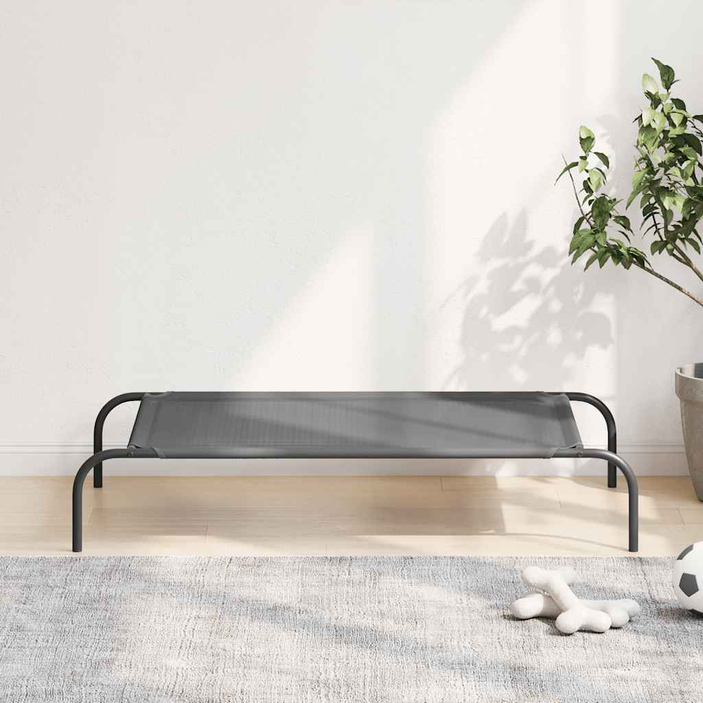 Elevated Dog Bed Grey 110x65x20 cm Textilene and Steel