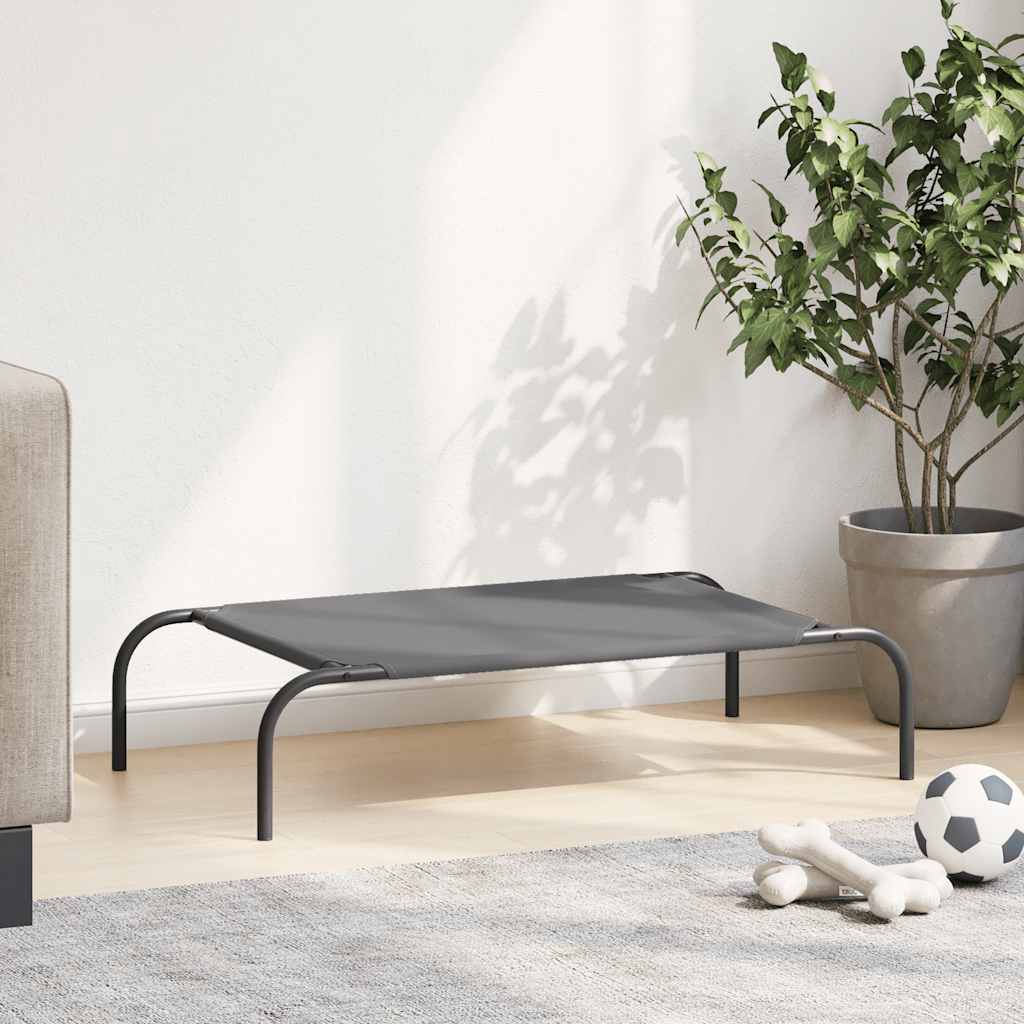 Elevated Dog Bed Grey 90x50x20 cm Oxford Fabric and Steel