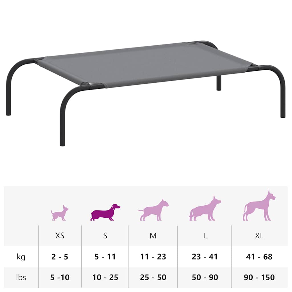 Elevated Dog Bed Grey 90x50x20 cm Oxford Fabric and Steel