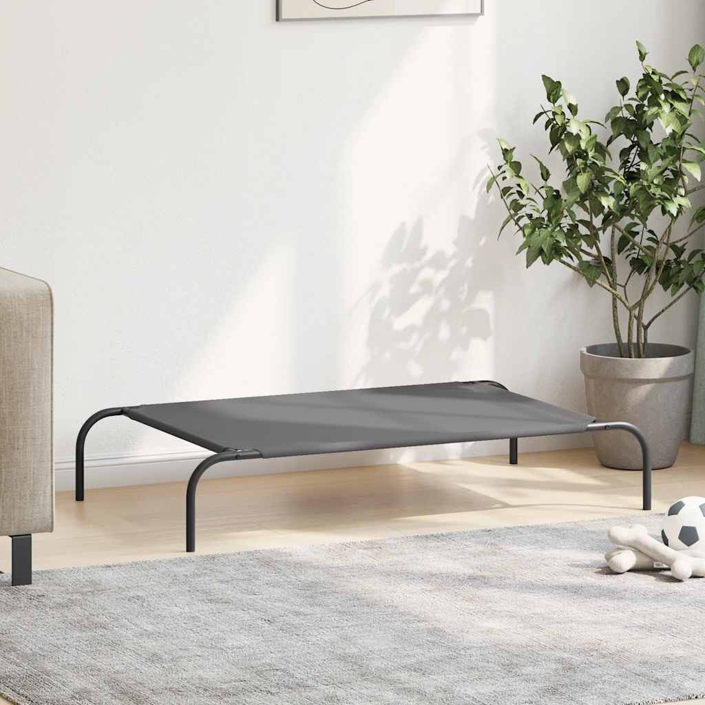Elevated Dog Bed Grey 110x65x20 cm Oxford Fabric and Steel