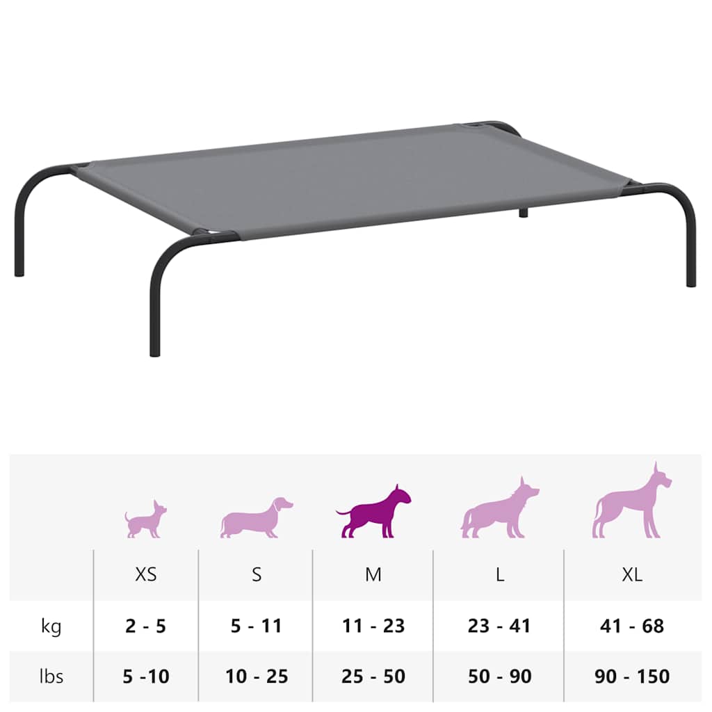 Elevated Dog Bed Grey 110x65x20 cm Oxford Fabric and Steel
