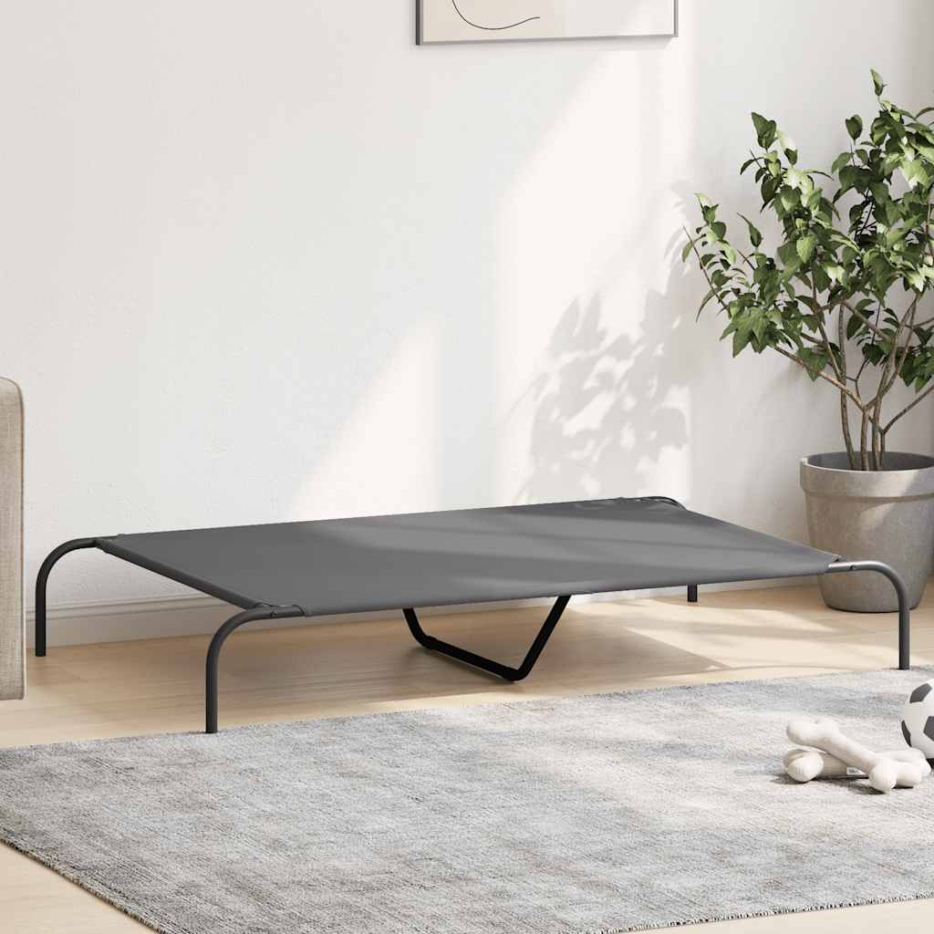 Elevated Dog Bed Grey 130x80x20 cm Oxford Fabric and Steel