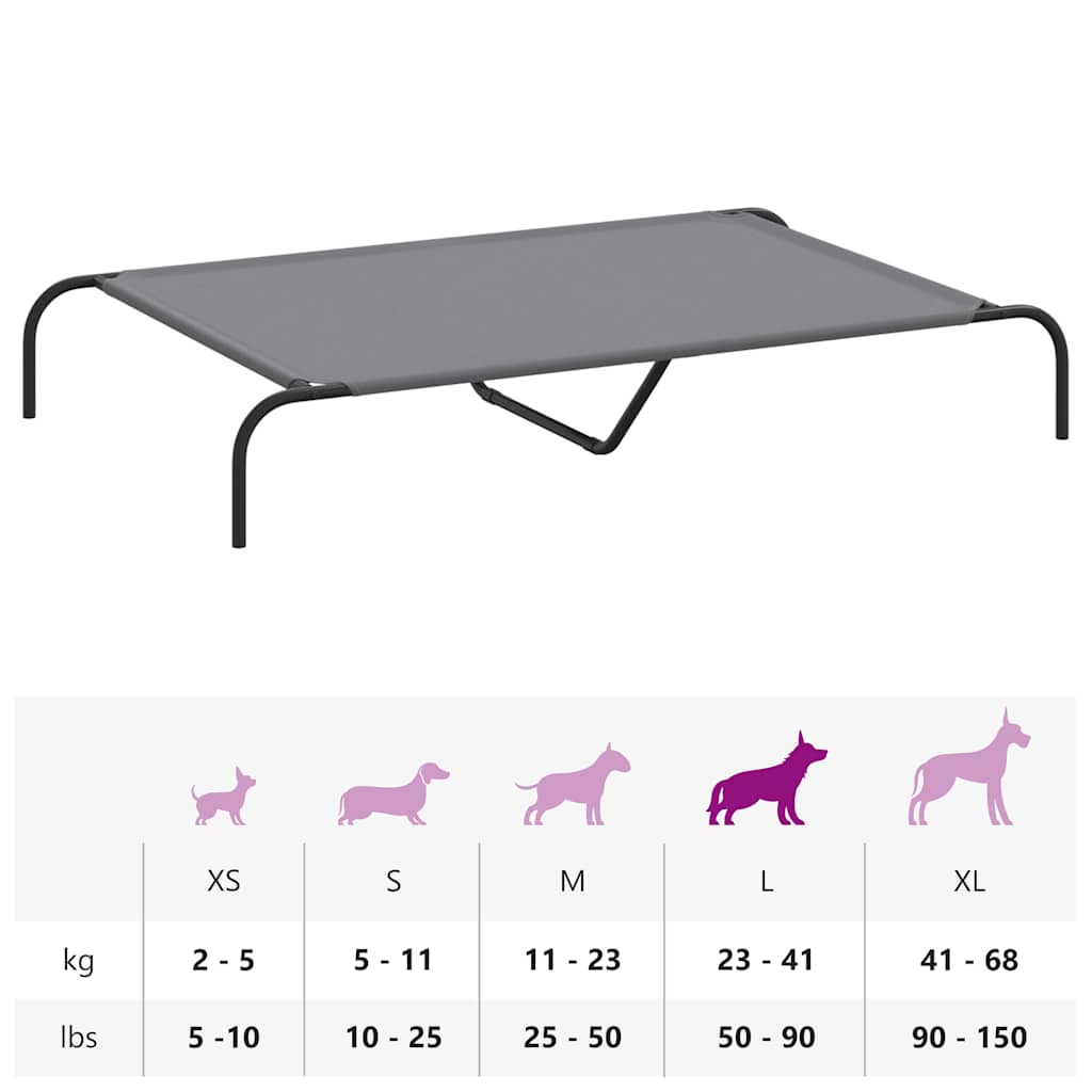 Elevated Dog Bed Grey 130x80x20 cm Oxford Fabric and Steel
