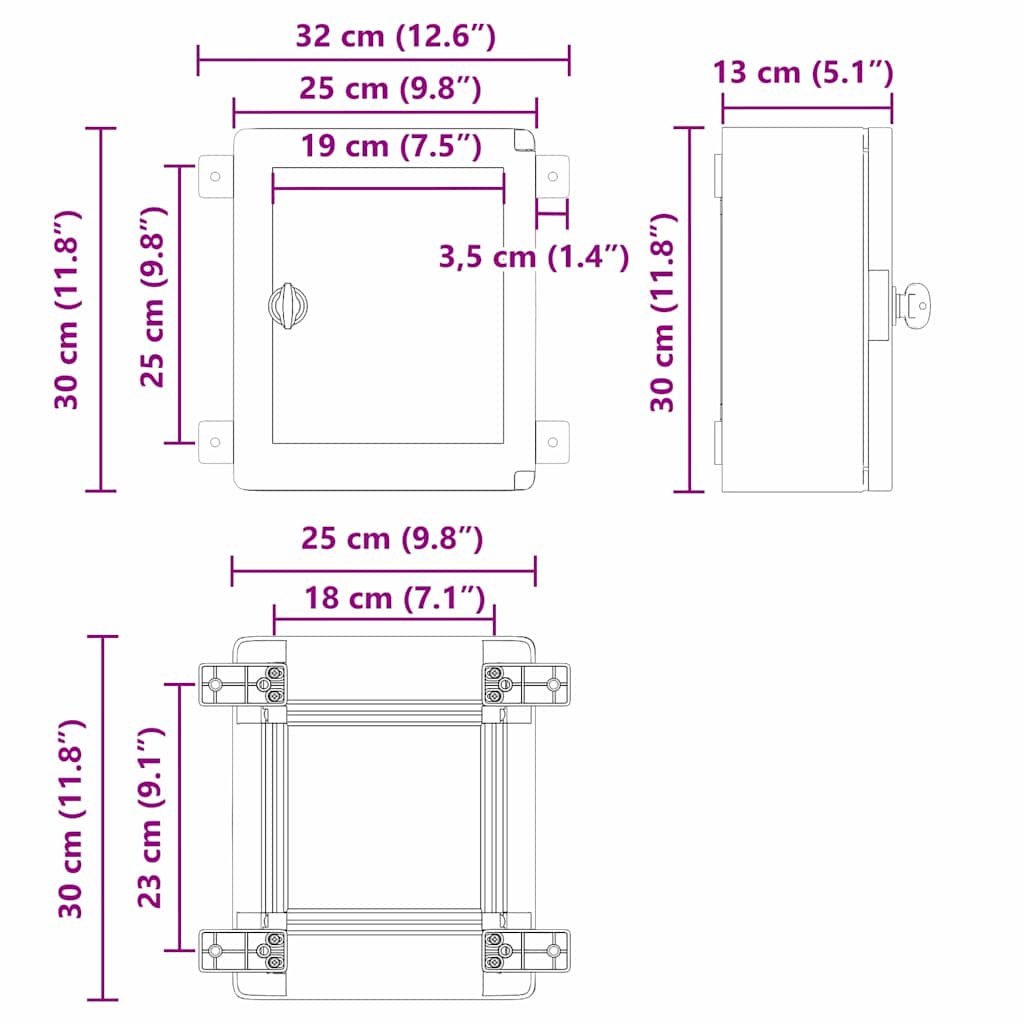 Control Cabinet Grey 25 x 13 x 30 cm ABS Plastic