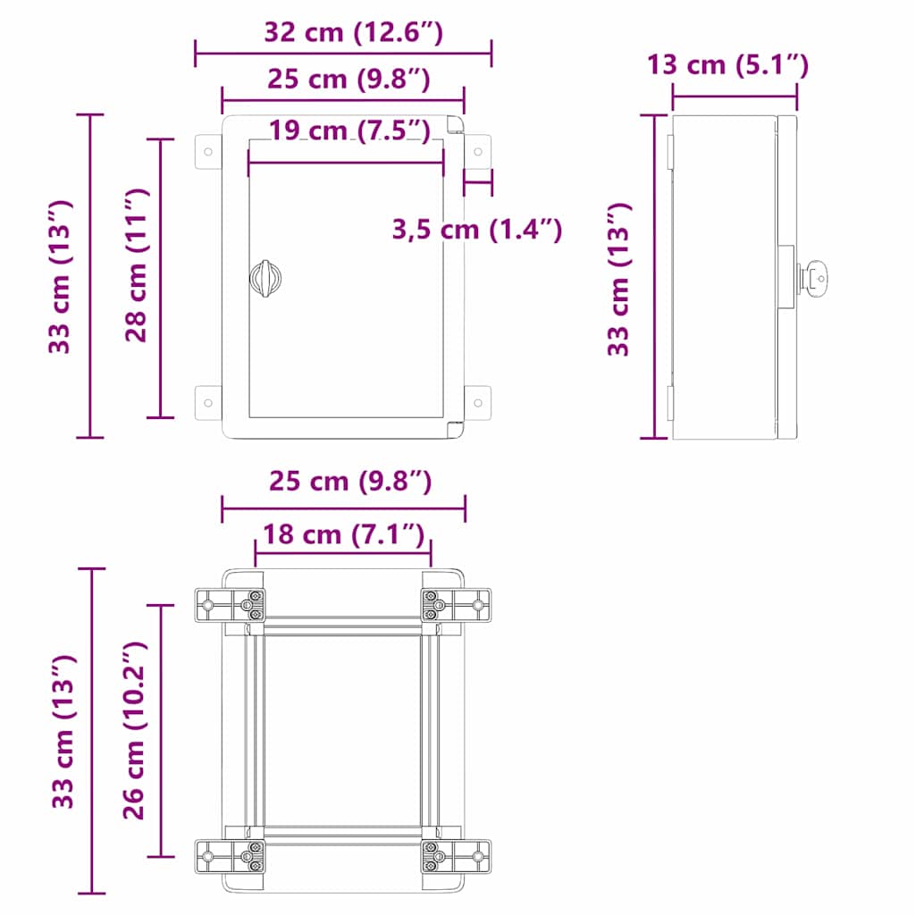 Control Cabinet Grey 25 x 13 x 33 cm ABS Plastic