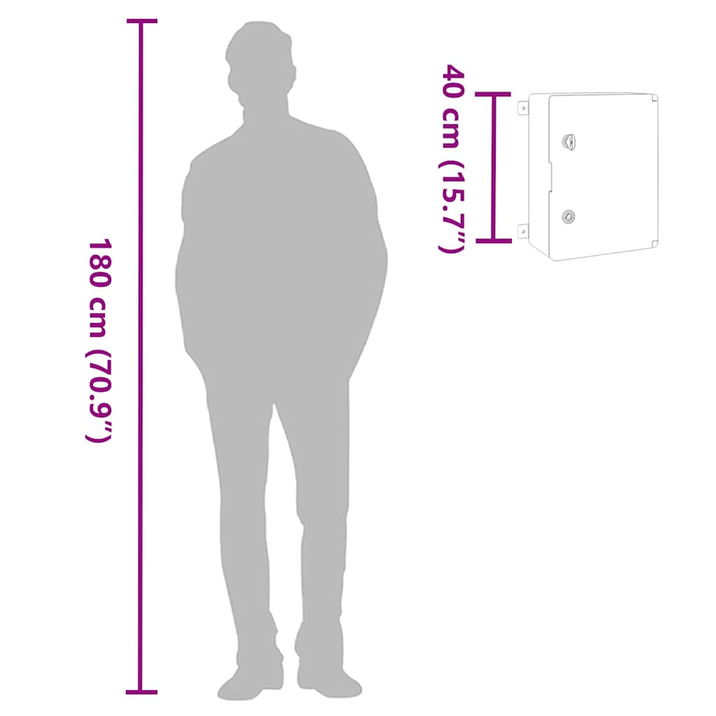 Control Cabinet Grey 30 x 19.5 x 40 cm ABS Plastic