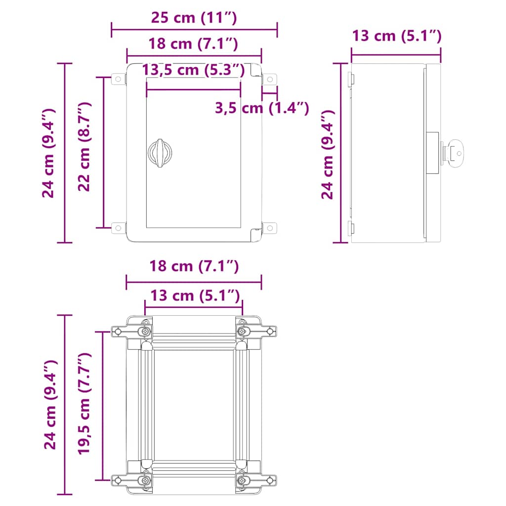 Control Cabinet Grey 18 x 13 x 24 cm ABS Plastic