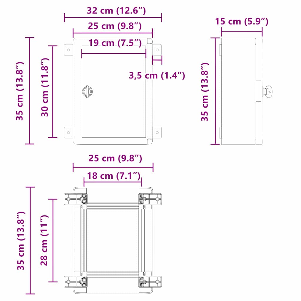 Control Cabinet Grey 25 x 15 x 35 cm ABS Plastic