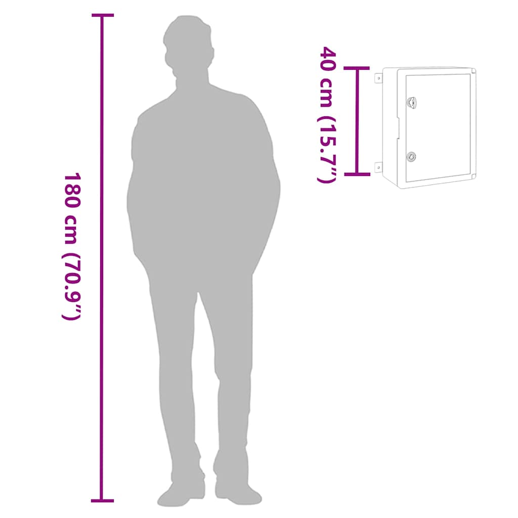 Control Cabinet Grey 30 x 19.5 x 40 cm ABS Plastic