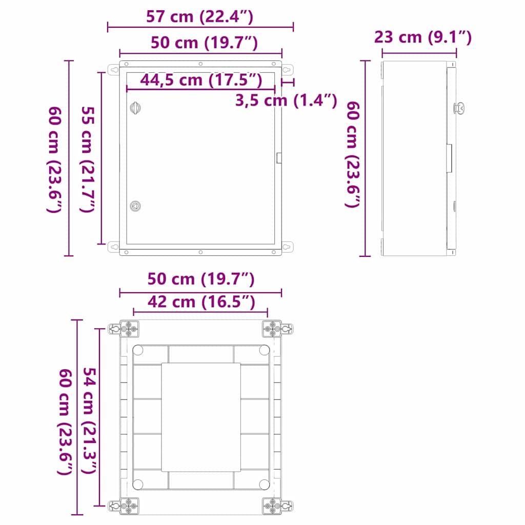 Control Cabinet Grey 50 x 22 x 60 cm ABS Plastic