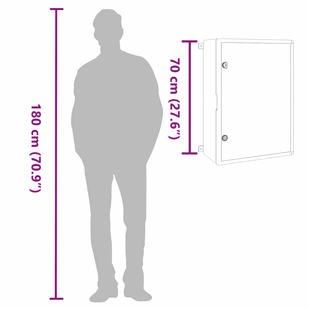 Control Cabinet Grey 50 x 24.5 x 70 cm ABS Plastic