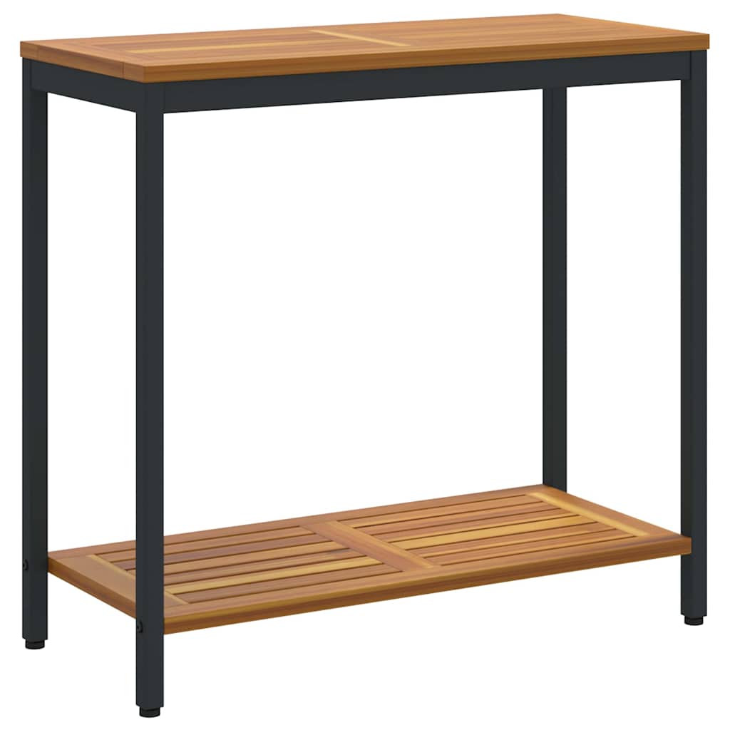 Outdoor Table with Storage Natural and black 80 x 35 x 75 cm