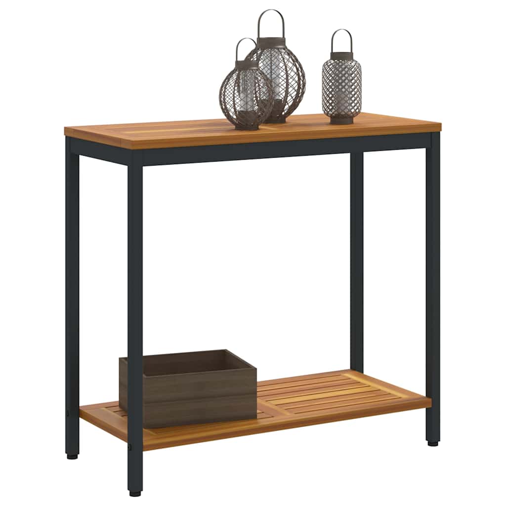 Outdoor Table with Storage Natural and black 80 x 35 x 75 cm