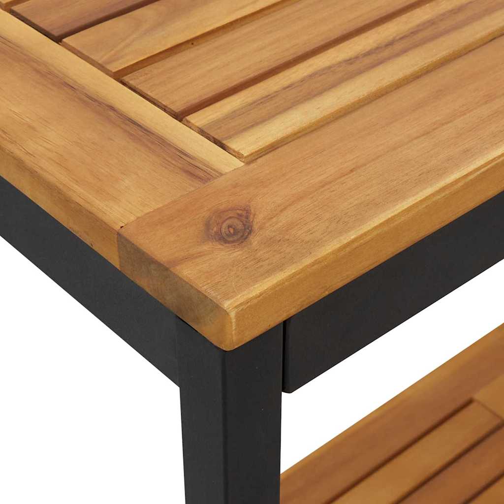 Outdoor Table with Storage Natural and black 110 x 35 x 75 cm
