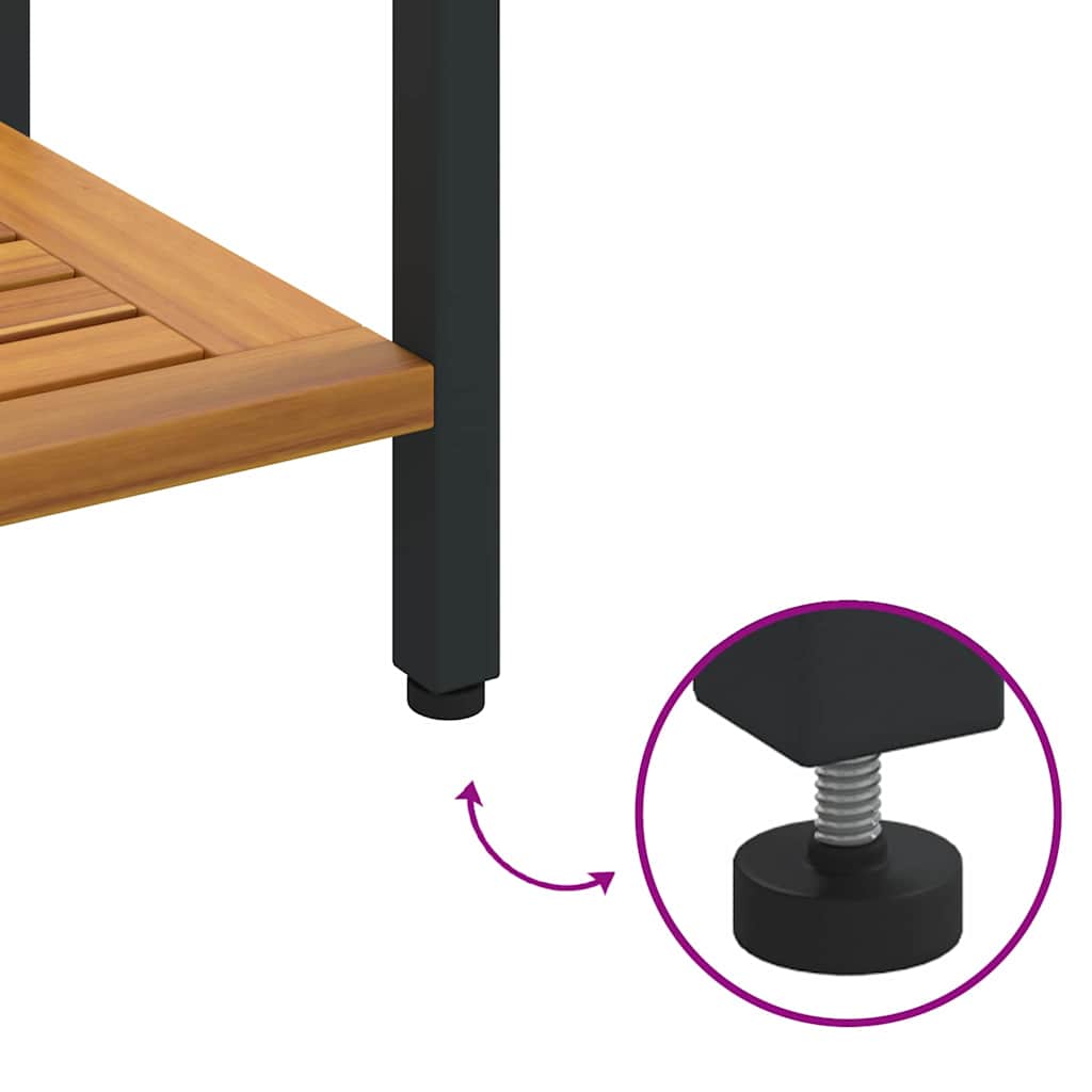 Outdoor Table with Storage Natural and black 110 x 35 x 75 cm