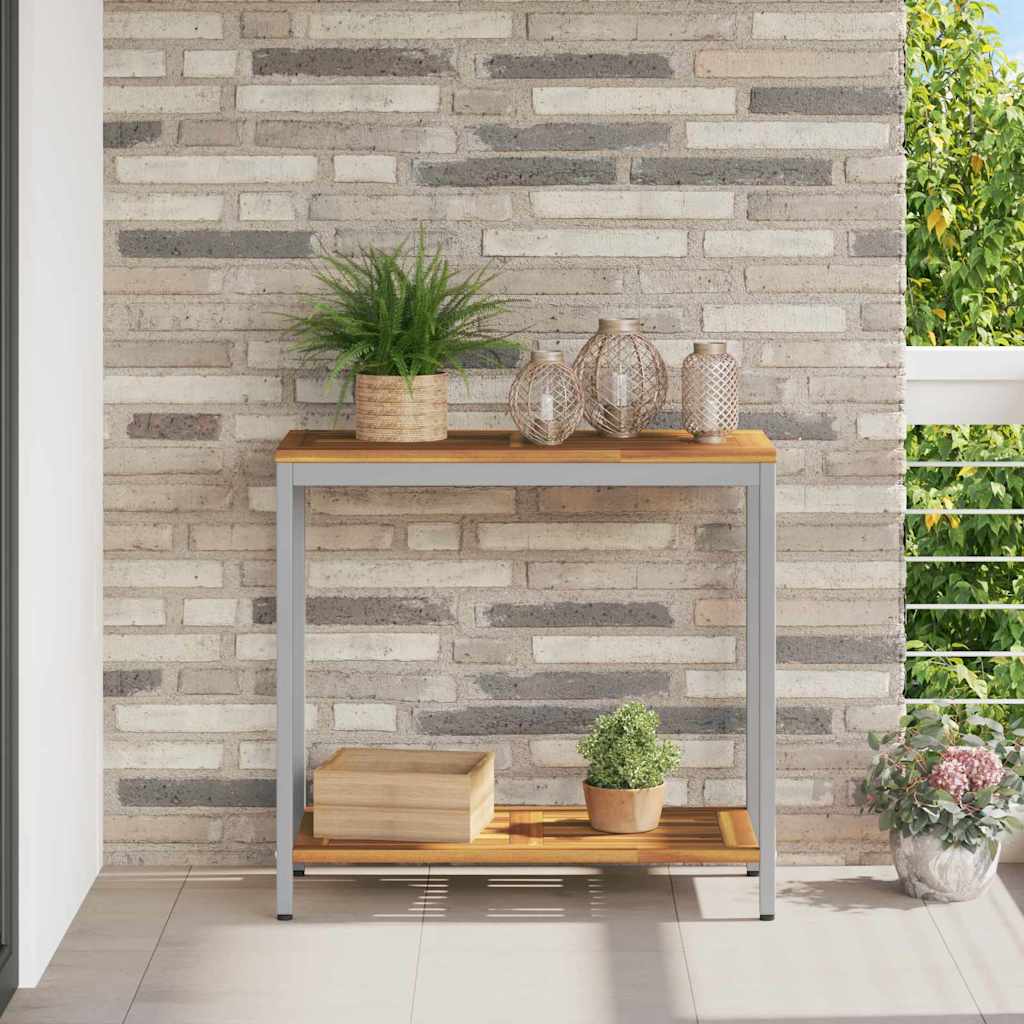 Outdoor Table with Storage Natural and grey 80 x 35 x 75 cm