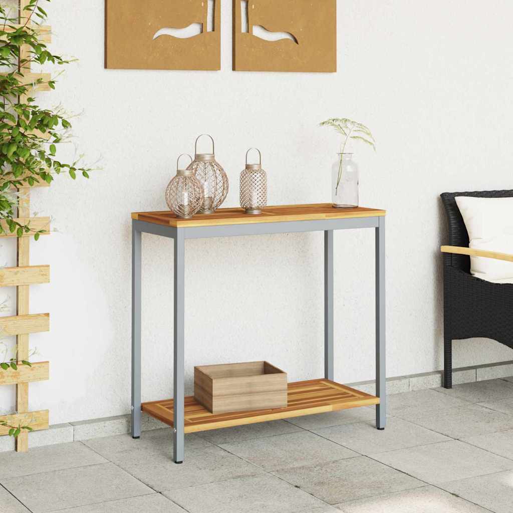 Outdoor Table with Storage Natural and grey 80 x 35 x 75 cm