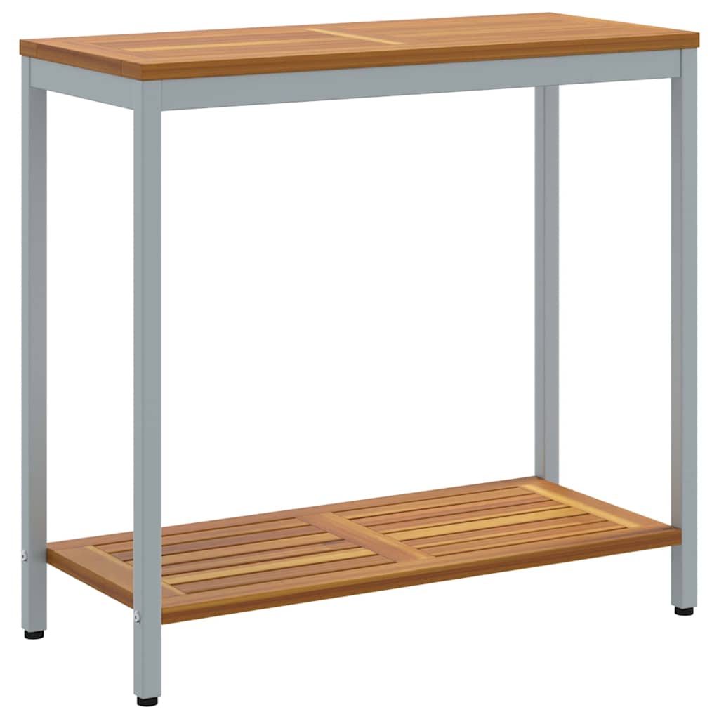 Outdoor Table with Storage Natural and grey 80 x 35 x 75 cm