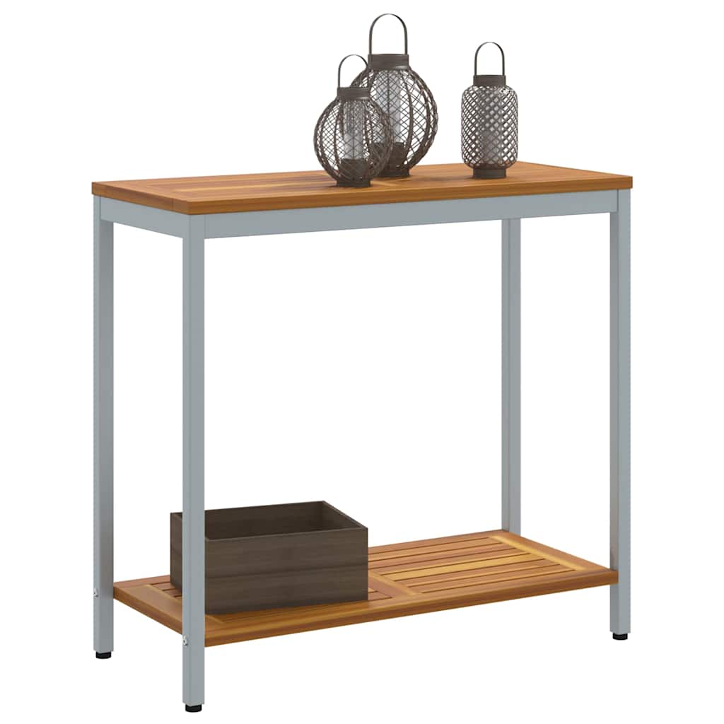 Outdoor Table with Storage Natural and grey 80 x 35 x 75 cm