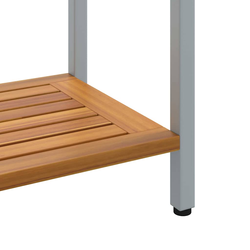 Outdoor Table with Storage Natural and grey 110 x 35 x 75 cm