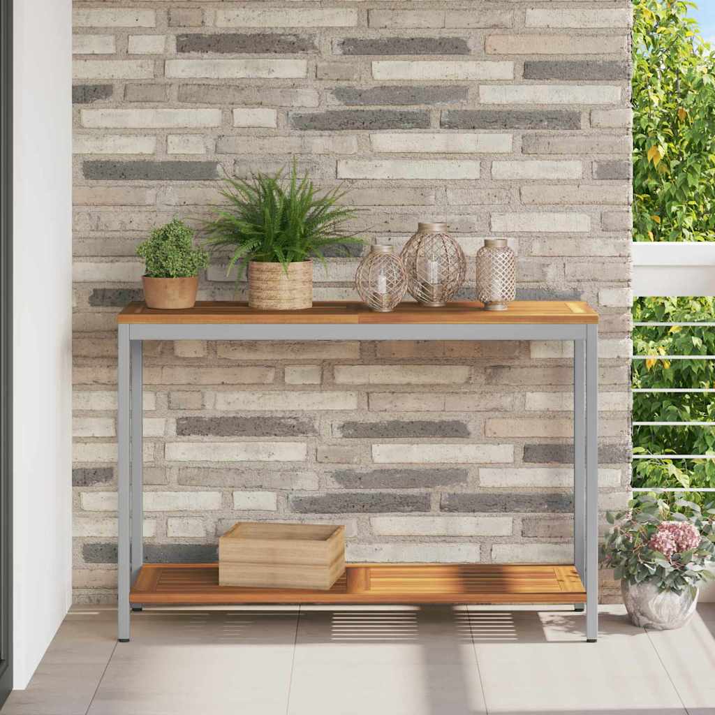Outdoor Table with Storage Natural and grey 110 x 35 x 75 cm