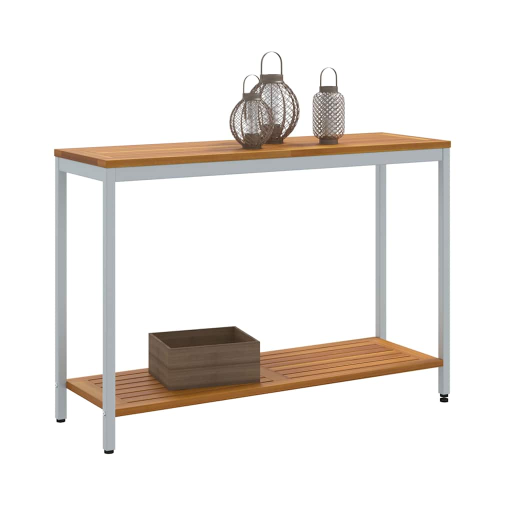 Outdoor Table with Storage Natural and grey 110 x 35 x 75 cm