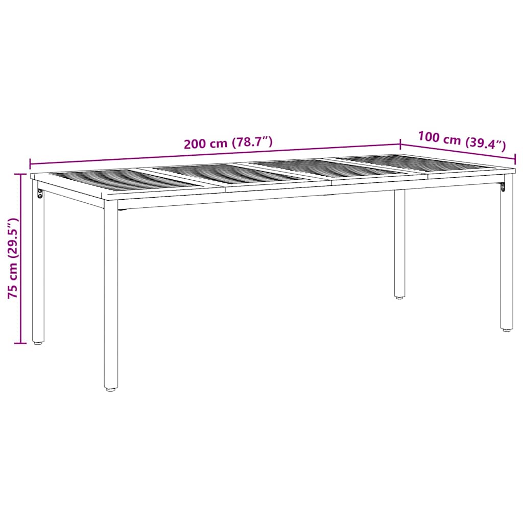 Outdoor Tables Natural and black 200 x 90 x 75 cm